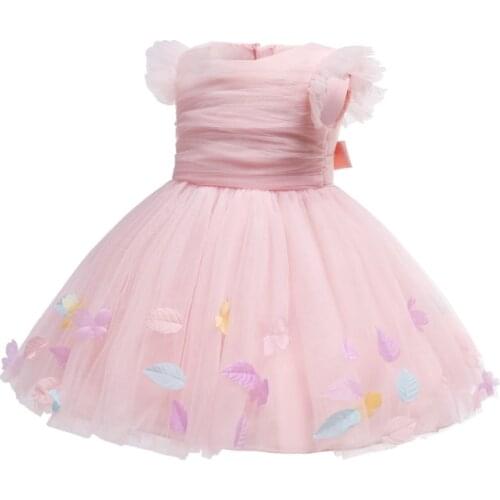Little Girls Pink Clothing Baby Girl Dresses Party and Wedding Newborn Baptism Frocks Baby Girl 1st 2st Birthday Dress Baby Gown