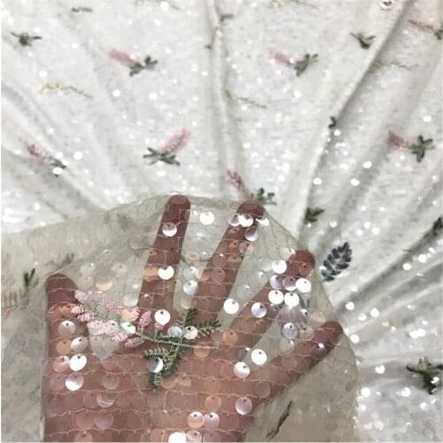 Lace144 Fashion High Quality Embroidery Mesh Sequined Fabric For Womens Dress Costumes Clothes Party Decoration Clothes