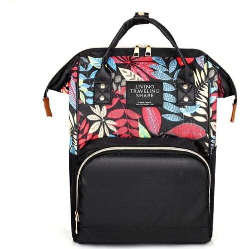 Anti-Theft Maple Leaf Diaper Bag Fashion Printed Nylon Multi-functional Large Capacity Shoulder Mom Backpack MOTHERS Bag