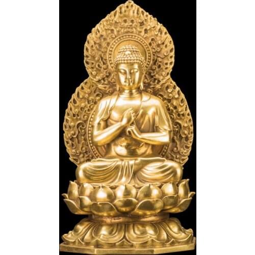 TOP GOOD -HOME lobby Temple Company Patron saint Buddhism Good luck Auspicious RU LAI Buddha brass statue 27CM