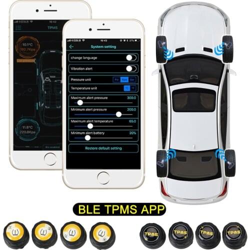 Universal Sensors Tire Pressure External Alarm Android iOS BLE TPMS Waterproof Bluetooth 4.0 5.0 Car Tire Pressure Sensor