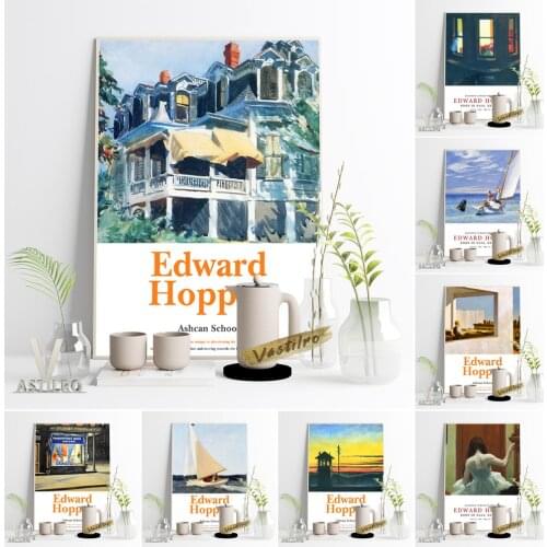 Edward Hopper Exhibition Museum Poster Ground Swell Art Prints Office In A Small City Wall Stickers Railroad Sunset Wall Decor