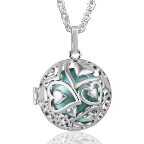 Eudora 20mm Harmony Bola Ball Heart locket Round Hollowed Cage Pendant Necklace sound Ball Jewelry For Pregnant women gift K289