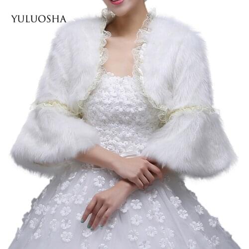 YULUOSHA Autumn Winter Bride Wedding Warm Plush Shawl Wedding Bridesmaid Dress Long-sleeved Plush Jacket Lady Sleeveless