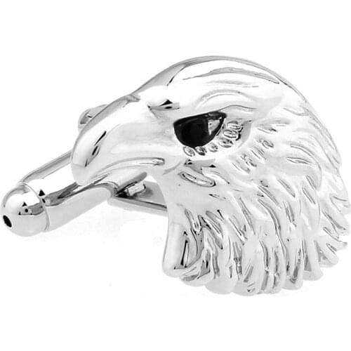 Factory Price Luxury Jewelry Animal Cufflinks for Men Fashion Silver Color Eagle Head Design Business Cuff Links Free Shipping