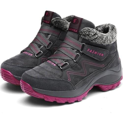 Women Ankle Boots Ladies Fashion Non-slip Winter Platform Snow Boots Casual Lightweight Plush Hiking Comfort Footwear Shoes 2021