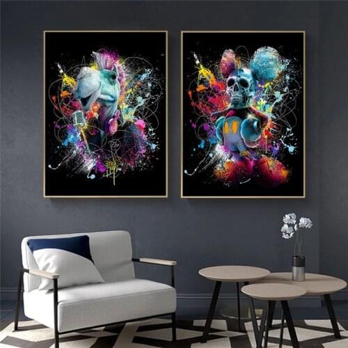 Animal Wall Art Canvas Painting Dog Graffiti Modern Poster Picture for Living Room Home Decor Cuadros Para El Hogar
