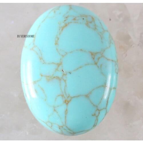 1Pair CAB Cabochon 22x30MM Oval Natural Stone Bead For Making Necklace Bracelet Earrings Green Howlite K509