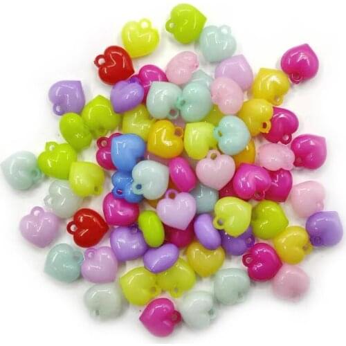 10pcs /pack 16mm Mix Color Heart Spacers Acrylic Beads For Jewelry Making Needlework Wholesale Diy Bracelet Accessories Making