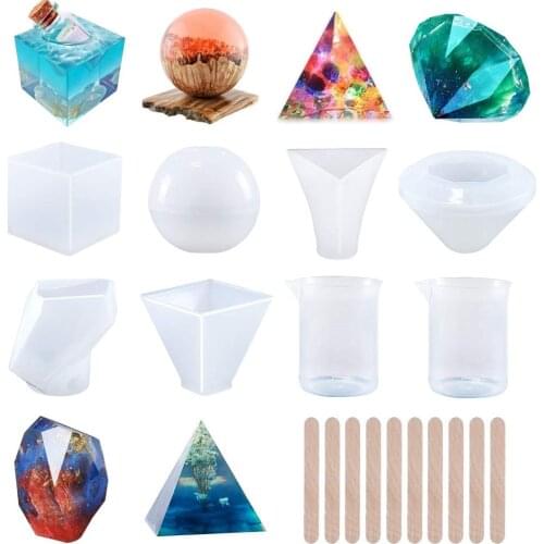 18pcs/pack Resin Silicone Mold Large Epoxy Resin Craft Jewelry Casting Art Mold Handmade Pendant Crafting Gift Making Set Kit