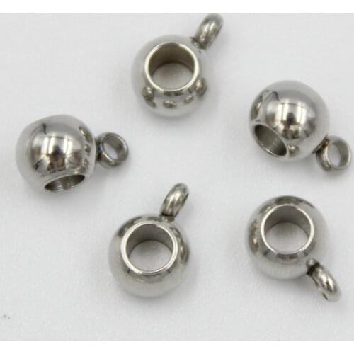 20pcs 3/4/5mm Hole Stainless Steel Spacer Beads Ball Big Hole Positioning Beads Fits for DIY Charm Bracelets Jewelry findings
