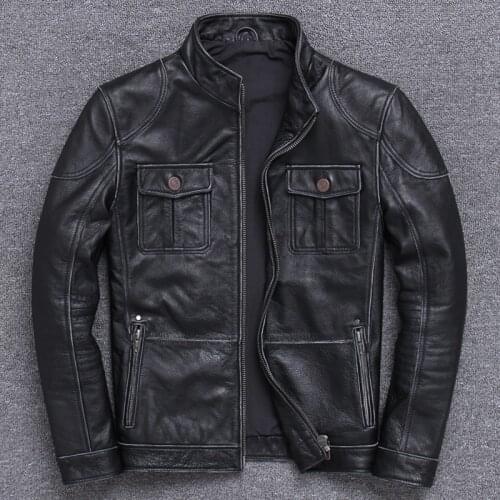 2020 Genuine Clothing Male Do Used Head Layer Cowhide Locomotive Leather Jacket Self-cultivation Stand Lead Vintage