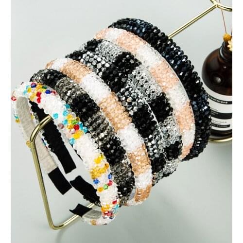 2021 Summer Crystal Rhinestones Luxury Hair Accessories Hairbands Sparkly Padded Hair Bands Headdress White Women Headbands