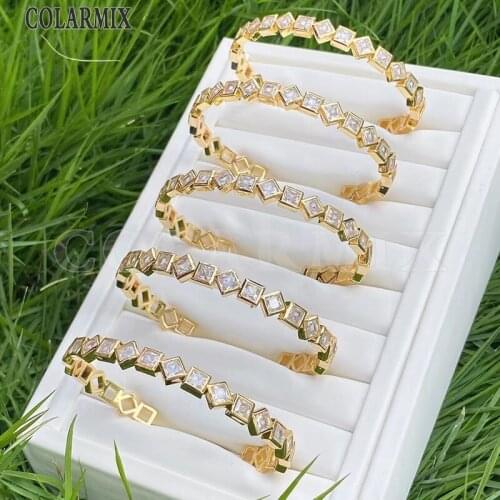 3Pcs Mix color Geometric Bangle Zircon Mix shape Zircon Fashion jewelry metal Bracelet Mix color Women bangle 31439