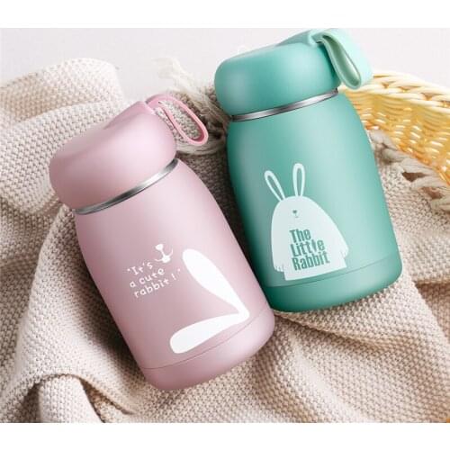 320ml Kids Baby Feeding Bottle Cute Rabbit Style Thermos Cup Stainless Steel Keep Water Hot Suitable For Kids Child School
