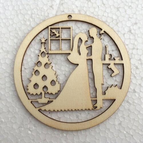 5pcs 10cm Christmas Wooden Ornaments Predrilled Natural Wood Slices for DIY Crafts Centerpieces Christmas Tree Hanging Decor