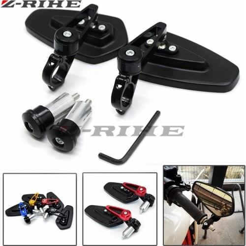 7/8" Pair of Motorcycle Universal Handle Bar End Rearview Mirror CNC Aluminum for 360 Rotation Bracket Side View Mirrors