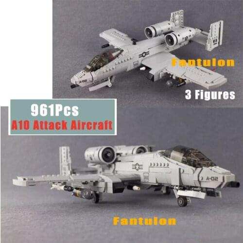 961Pcs Thunderbolt II A10 Fighter Plane Military Series Collection Building Block Brick With 4 Figures Model Gift Toy For Kids