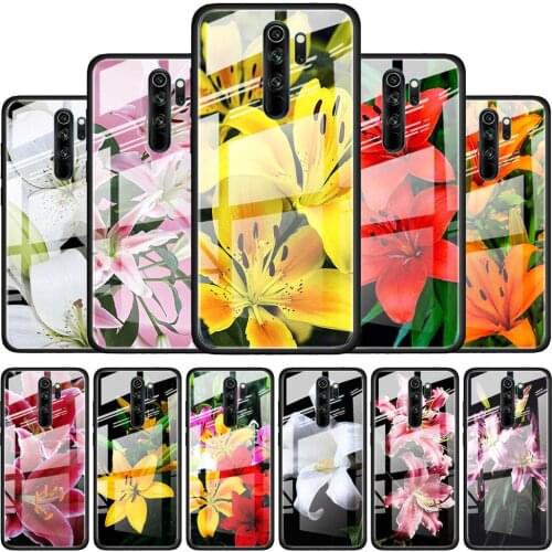 Colorful Flower Lily for Xiaomi Redmi K40 K30 K20 Pro Plus 9C 9A 9 8A 7 Luxury Shell Tempered Glass Phone Case Cover