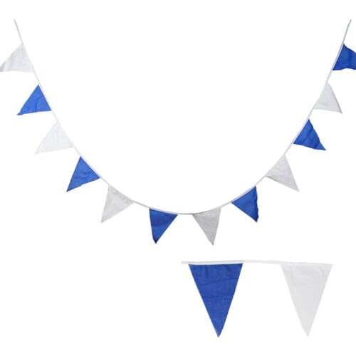 20 Flags 8M Blue White HQ Banners Wedding Party New Garland Beauty Wall Hanging Silk Fabric Decoration Bridal Shower Bunting
