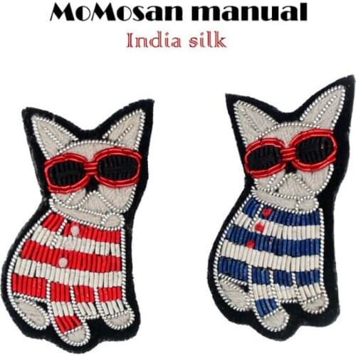 Imported Indian Silk Jewelry Hand Embroidered Bulldog Dog Corsage Creative Cartoon Brooch Accessories Spot