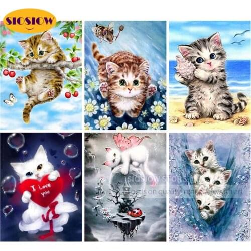Full Drill Square 5d Diy Diamond Painting Cat Cartoon Animals Cross Stitch Diamond Embroidery Dimond Mosaic Icons Free Shipping