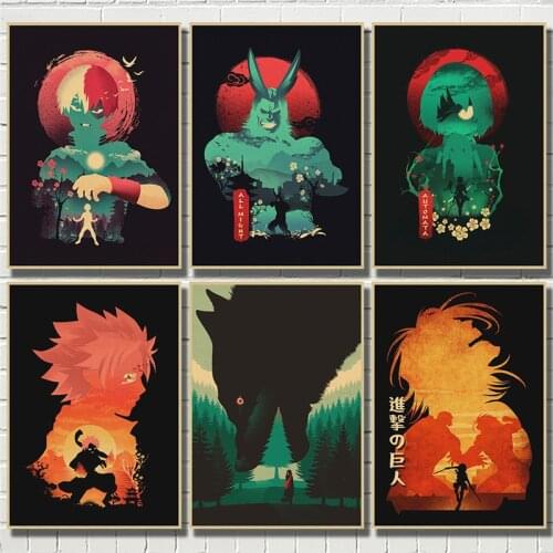 Anime style Pictures Kraft Paper Posters Wall Art Home Decor Oil Paintings Living Room Bedside Background Decoration