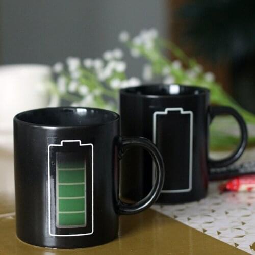SPSCO 320ML Creative Battery Heat Color Changing Ceramic Cup Coffee Mug Magic Mug