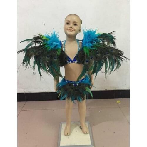 Feather creative swimsuit cloak T station serves stage costumes Chaofu children stage girl model