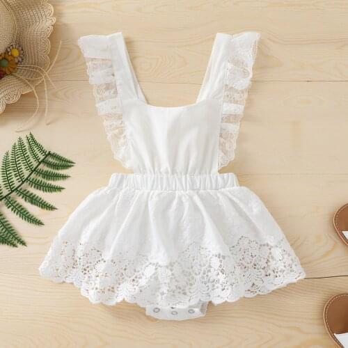 0-24M Summer Cute Baby Girls Jumpsuits Lace Floral Printed Ruffles Sleeveless Backless Jumpsuits