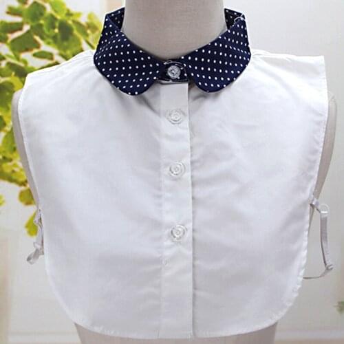 Fake Collar Professional blouse detachable fashion women false shirt Cotton lady wave point shirt female doll collier femme