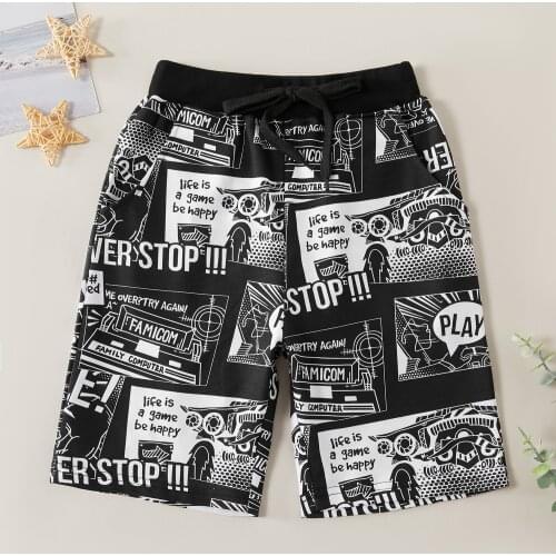 PatPat Fashionable Letter Allover Beach Shorts
