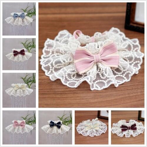 Fashion Cat Dog Scarf Neckerchief Cats Kitten Flower Lace Bow Bell Collar Dog Puppy String Bib Necklace