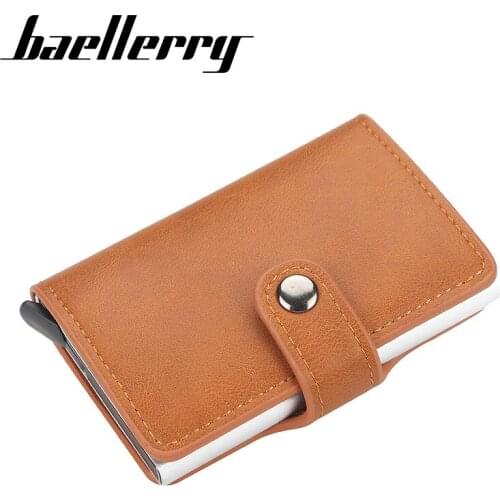 Baellerry Men Card Holder Buckle Automatic Spring Bank Card Case Metal Aluminum Mini Wallets for Male Passport Clips tarjetero