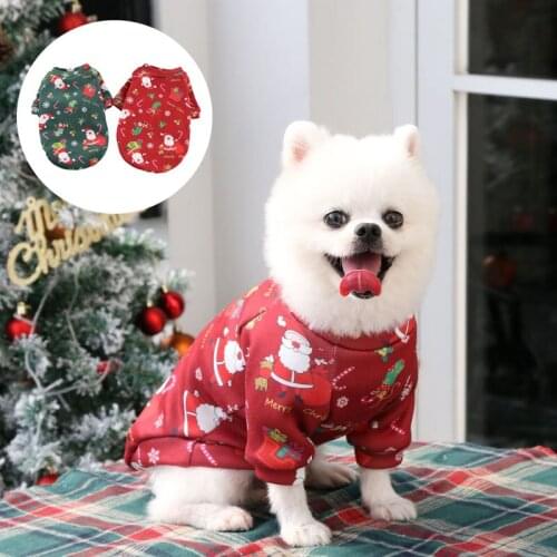 Pet Clothes Teddy Bichon French Bulldog Clothes Plus Velvet Christmas Print Sweater Spring And Autumn Winter Halloween