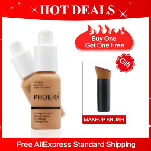 PHOERA Face Foundation Whitening Concealer Nutritious Waterproof Facial Base Cream Brighten Moisturizer Skin Care TSLM1