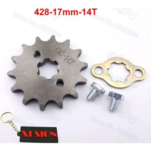 428 14 T Tooth 17mm ID Front Engine Sprocket for 50cc 110cc Sunl Kazuma Dirt Pit Bike ATV Quad Go Kart Buggy Scooter Motorcycle