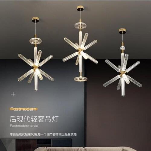 Postmodern Style Clear Glass Art LED Pendant Light Personality Hotel Hall Loft Bedroom Cafe Decor Hanging Lighting Fixtures