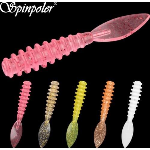 Spinpole Spade Tail Grub Soft Fishing Lure Silicone Plastic Artificial Fish Bait 36mm/1.42in Worm 10pc/Pack Freshwater Saltwater