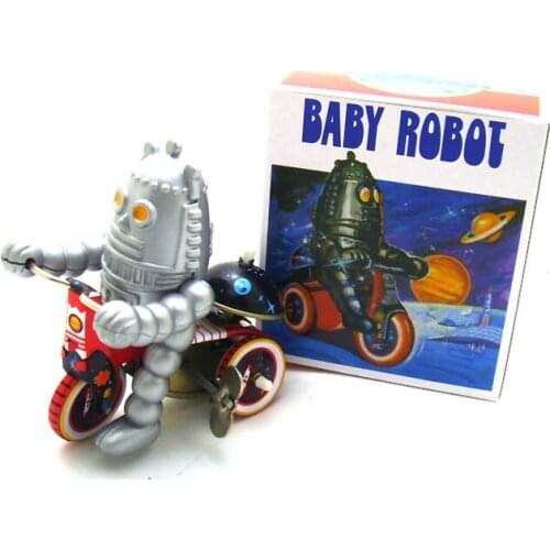 Retro Collection Tin toys mkd3 Children Metal Wind up Auto Car Models Robot Vehicles Iron Mechanical Ring Bell Bicycle Scooter