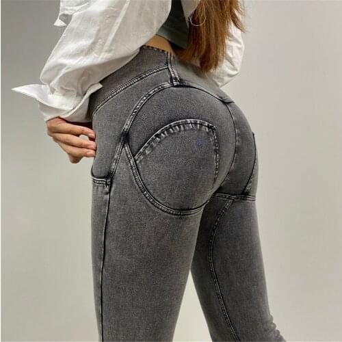 Melody Stretch Denim Leggings Autumn Push Up Seamless High Waist Slimming Sport Workout Legging For Women