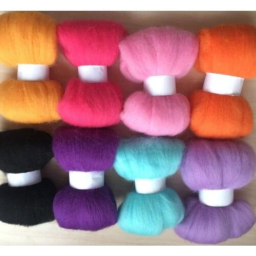 Merino combed 100% wool felting needle wool fiber 10g/8pcs/lot