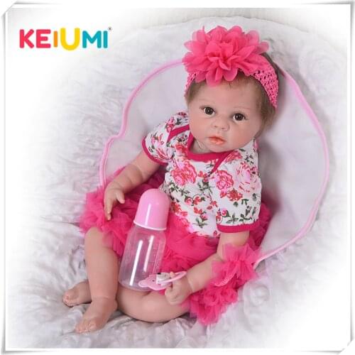 KEIUMI 22 inch 55 cm Silicone Baby Reborn Dolls Lifelike Doll Reborn Toy Girl Gift For Children Birthday XMAS Toddler Playmate