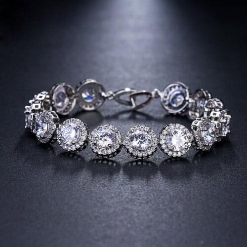 SLBRIDAL Sparkling Charm Fashion Cubic Zirconia Bracelet Girls CZ Daily Bracelet Gift Wedding Bridal Bridesmaids Women Jewelry