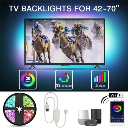 New Tuya WIFI APP USB LED Strip RGB led lights TV background decoration Waterproof tape lamp phone control IP65 for Christmas