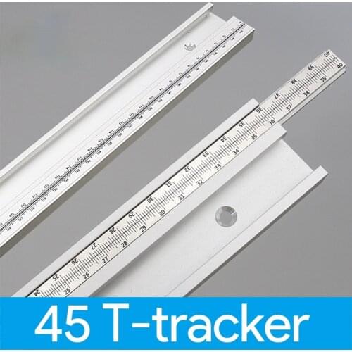 45 Chute T Track with Scale Alloy T-tracks Slot Miter Track 300-800mm Woodworking Saw Table Workbench Tools Engraving machine