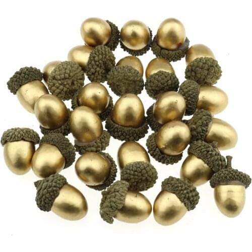 Gresorth 50pcs Gold Artificial Acorn Fake Golden Acorns DIY Craft Material Home Party Christmas Fruit Decoration