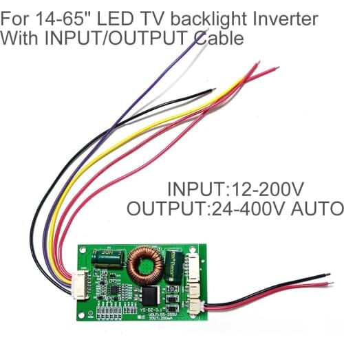 1pcs LED LCD Universal TV Backlight Constant Lamp Driver Board Boost Step Up Module 12-200V to 24-400V 300mA 14-65 Inch + Cables
