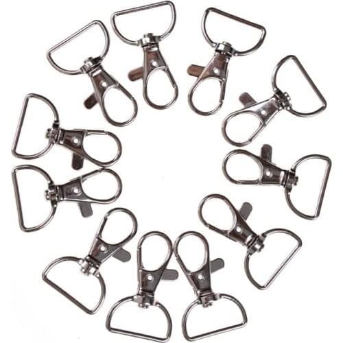 10pcs/set Silver Metal Lanyard Hook Swivel Snap Hooks Key Chain Clasp Clips Lanyard Bag Hardware