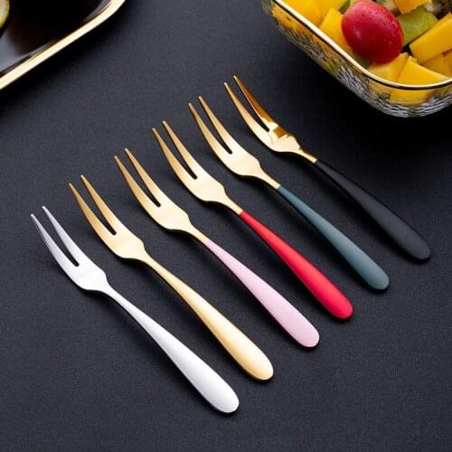 13.5cm*1.4cm Household Stainless Steel Small Fruit Fork Tableware Dessert Cake Snack Salad Mini Fork Dinnerware Kitchen Utensils